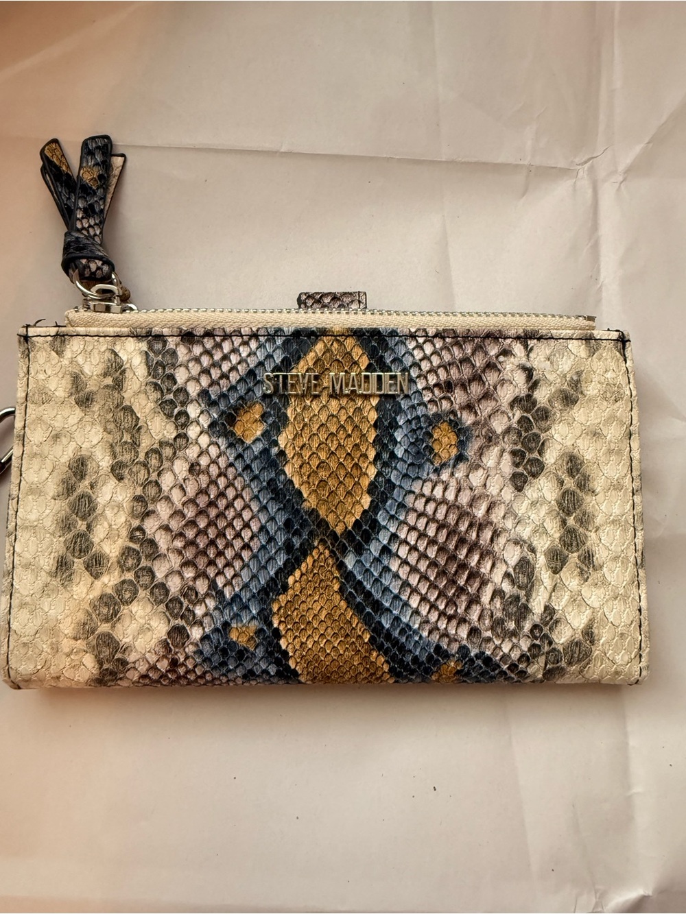 Steve Madden wristlet snake print double zipper